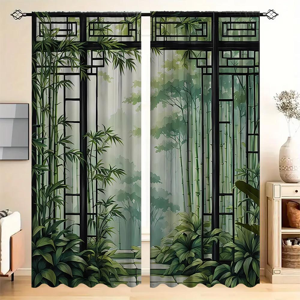 

2 шт. Домашние шторы Менжулинский лес с пейзажным фоном и шторы с кулиской, Кухня, Кофейня, Гостиная 75x166cm