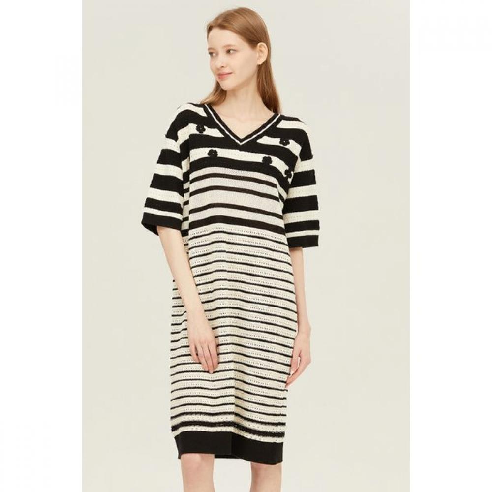 

Benetton Scalloped Embroidery Knit Dress Baop50431 BL/OS