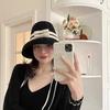 Autumn New Wool Felt Hat Hepburn Style Woolen Hat Bow Webbing Fashion Concave Basin Hat