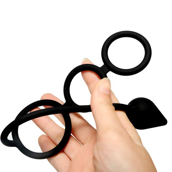 Men Time Delay Three Ring Cock Penis Lock Anal Butt Plug Prostate Massager Sex Toys