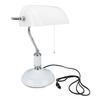 Bankers Table Lamp White Glass Vintage Style Desk Lamp with Retro Pull Chain Switch Reading Table