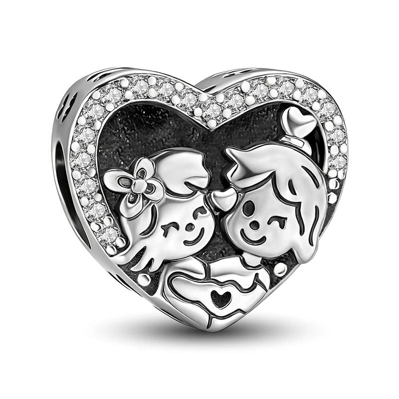 Copper Lucky 777 Rotate Couple Love Heart Series Bead Diy Bracelet Bangle Making Gift Of High Quality Fine Jewelry