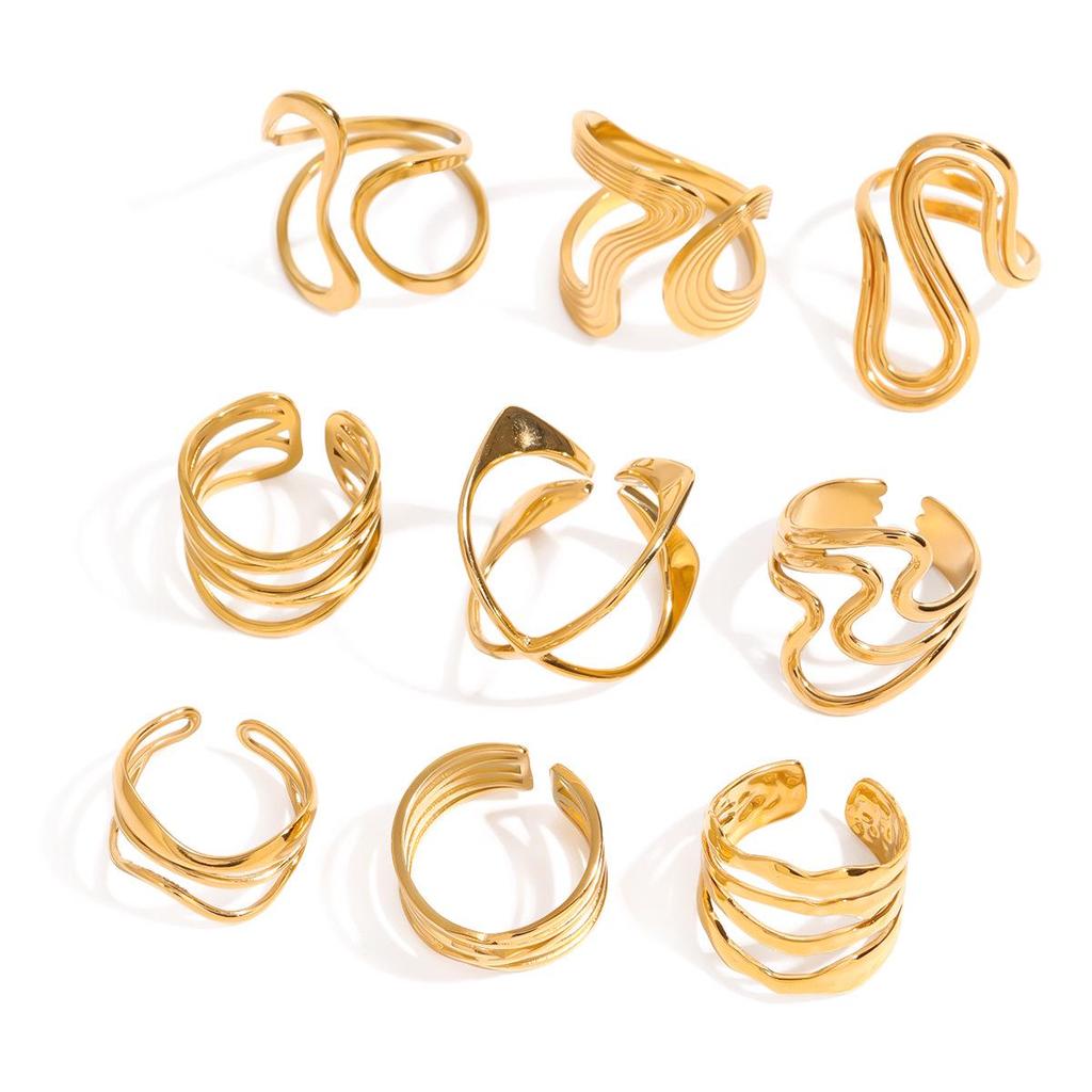 Jieding Stainless Steel Exaggerated Ring - High-end Irregular Design for Women, European and American Style