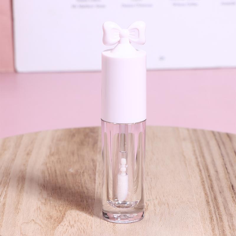 Cute Creative Bow Shape Lip Gloss Tubes Clear Empty Diy Cylindrical Lip Balm Tubes 2.5Ml With Wand Refillable Lipstick Bottle
