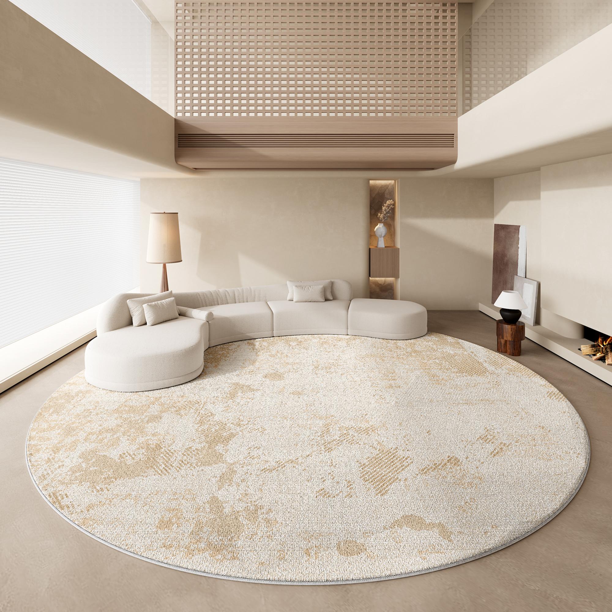 

Килими кремового стилю для спальні Пухнастий м який приліжковий килимок Легка розкіш Декорація вітальні Круглий килим Дім Товстий плюшевий килимок для підлоги 120*120cm