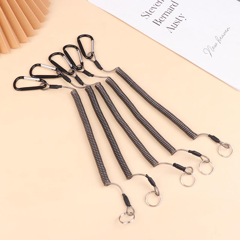 5Pcs Fishing Lanyards Fishing Tool/Pole Safety Coil Lanyard Retractable Wire Rope Buckle Fishing Anti-Lost Lanyard Rowing Rope