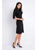 Elegant Midi Business Dress with ¾ Sleeves and Box Pleats, Black L