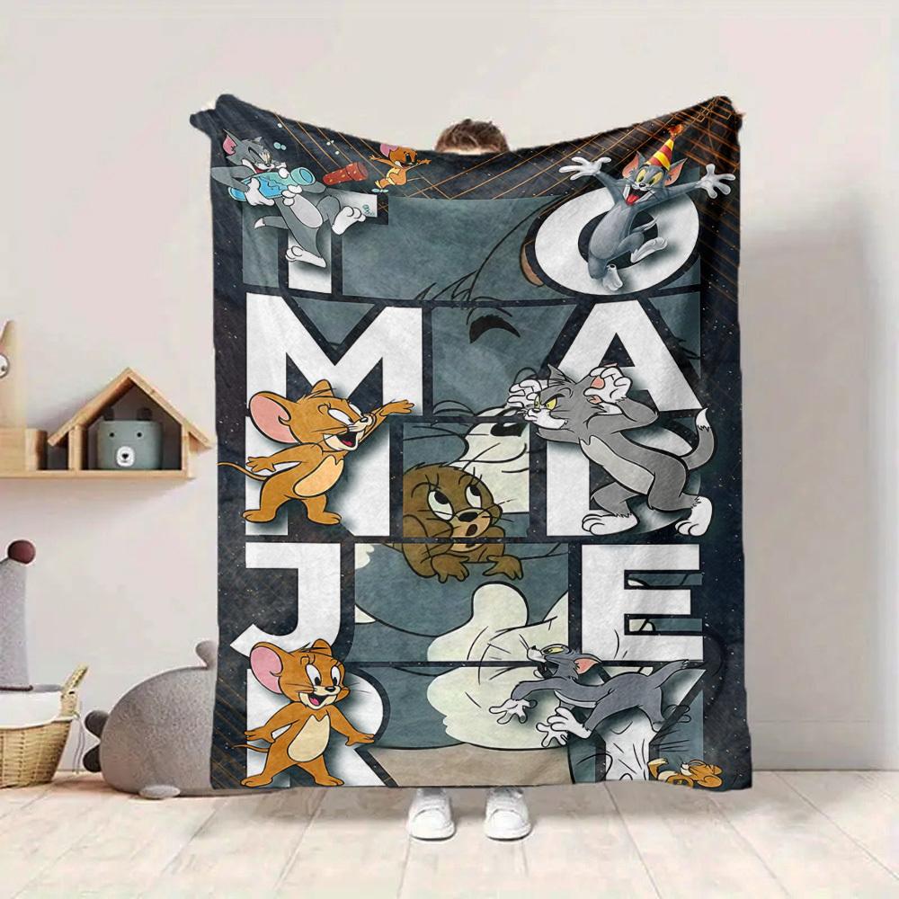 1pc Tom Jerry Flannel Throw Blanket Lightweight Soft Warm All Season Blanket for Sofa, Bed, Travel,L1028038