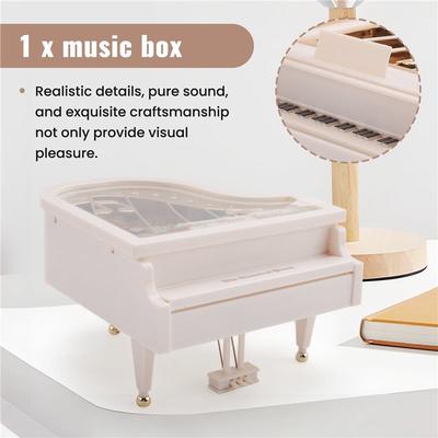 Premium-2X Piano Music Box, White Clockwork Mechanical Musical Boxes, Classical Music Box For Girls Birthday Gift