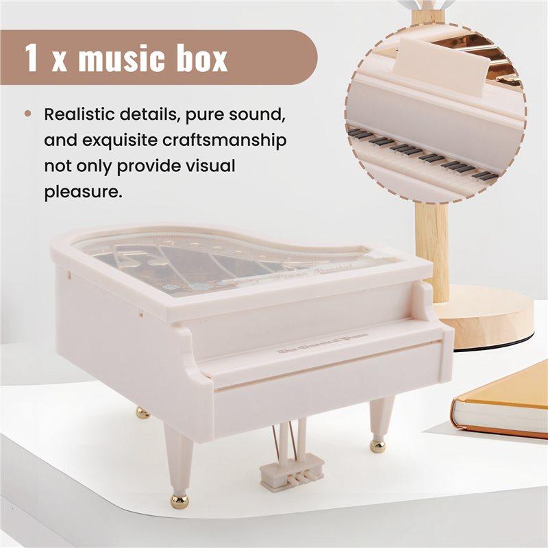 Premium-2X Piano Music Box, White Clockwork Mechanical Musical Boxes, Classical Music Box For Girls Birthday Gift