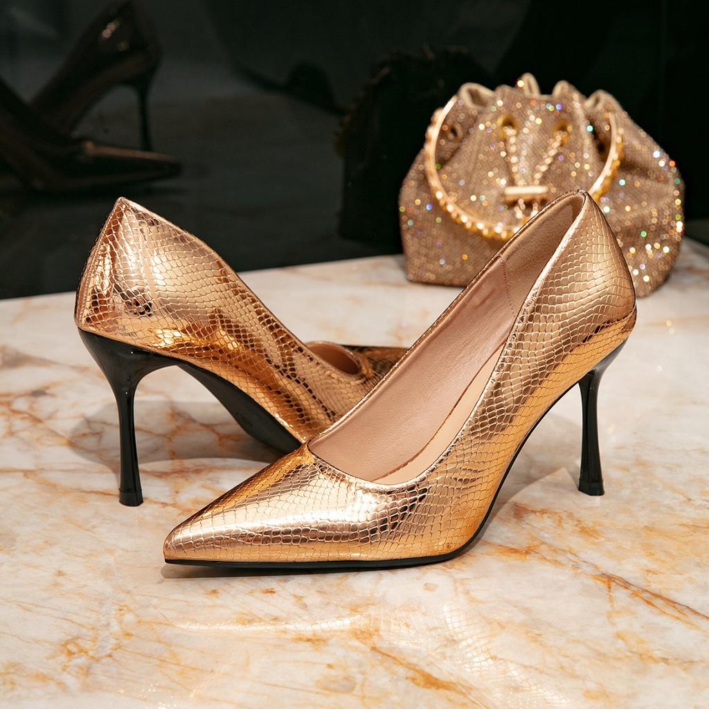 Women's high heels fashion pointed gold stiletto women's shoes fashion simple women's shoes