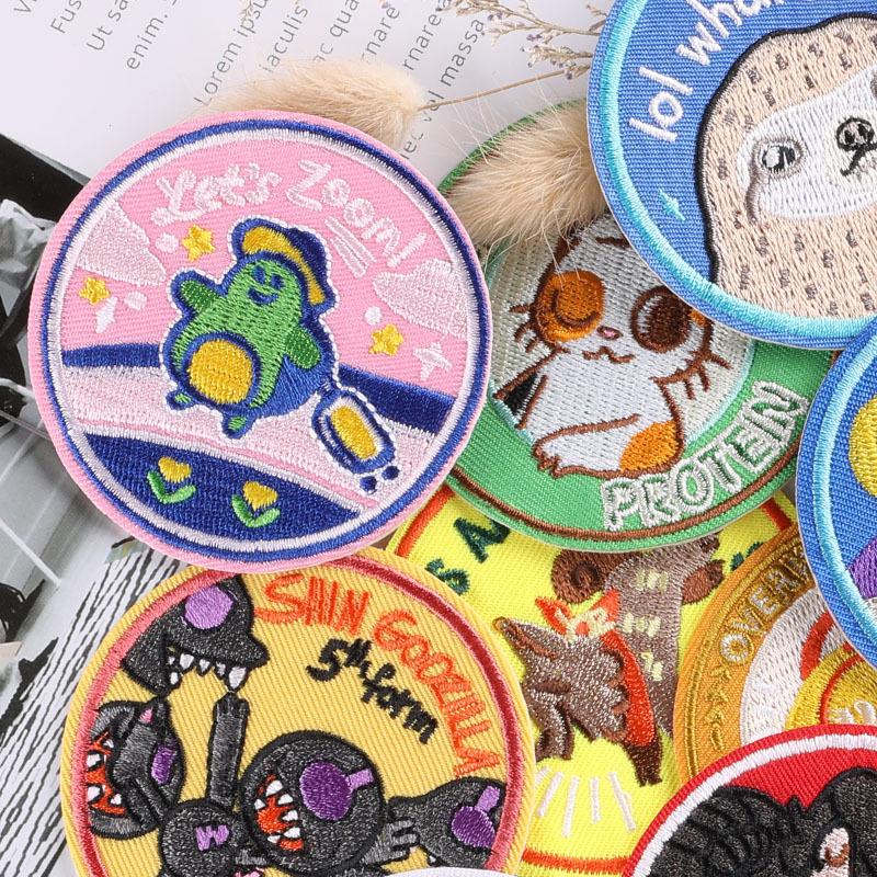 Embroidery Badge Round Badge Clothing Accessories Shoes and Hats Luggage Accessories Cartoon Character Patch Embroidery Cloth Sticker