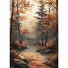 Abstract Oil Painting on Canvas Print Landscape Autumn Forest The River Canvas Posters Wall Art Picture Living Room Decoration
