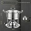 304 Stainless Steel Single-Person Hot Pot with Inflatable Gas Stove for Home, Commercial, and Camping Use