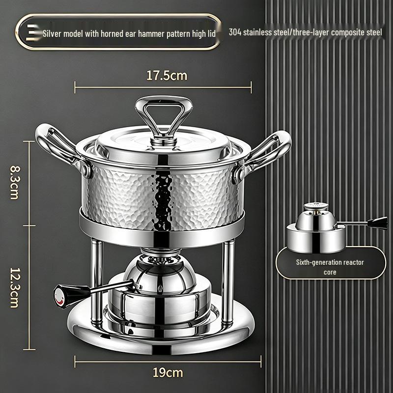 304 Stainless Steel Single-Person Hot Pot with Inflatable Gas Stove for Home, Commercial, and Camping Use