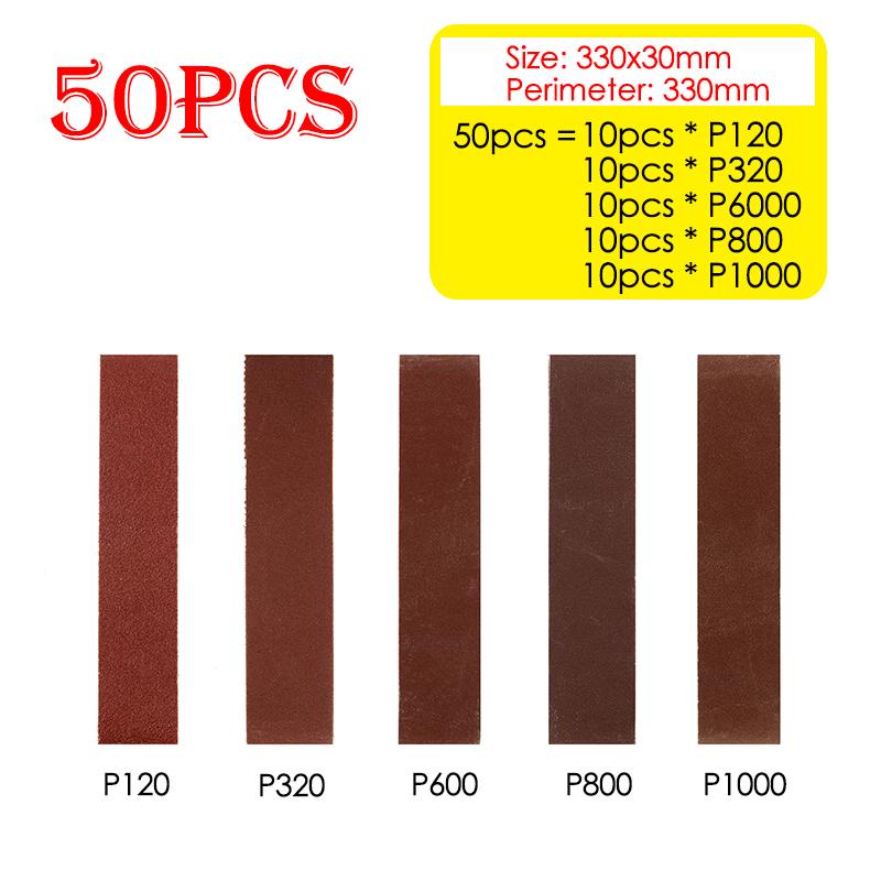 

50 шт 330x30 мм P120 P320 P600 P800 P1000 абразивные ленты для мини-электрической ленточно-шлифовальной машины полировальная шлифовальная машина аксессуары