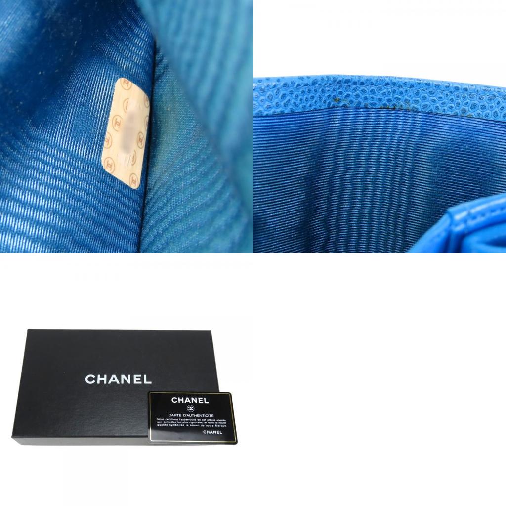 Used CHANEL Bifold Wallet COCO Mark Gamaguchi Caviarskin Blue Accessory