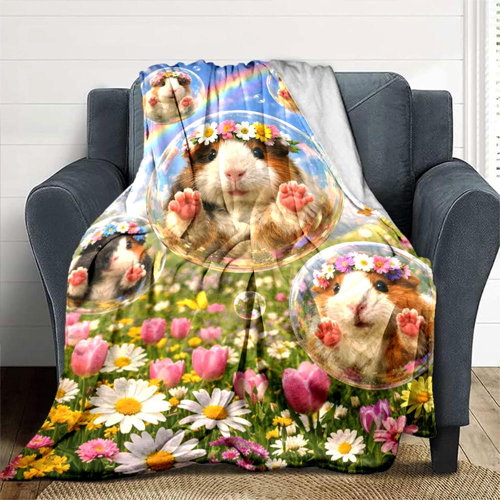 Guinea Pigs Print Flannel Blanket High Quality Warm Comfortable Cover for All Seasons Perfect for Gifts Home Decor
