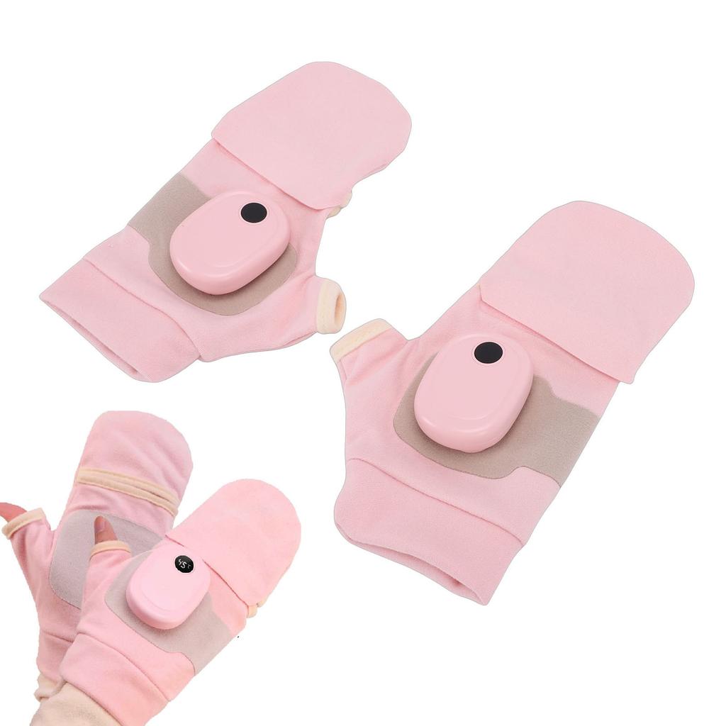 Electric Heated Gloves Rechargeable Quick Heating Portable Heated Gloves for Indoor Outdoor Winter Use Pink