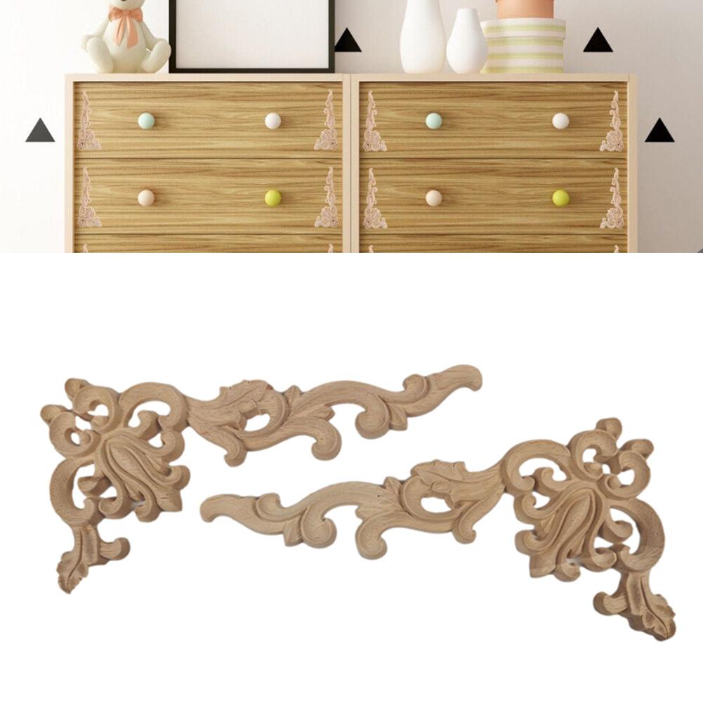 4pcs Wooden Carved Corner Onlay Applique Furniture Mouldings Decal Home Decor Art DIY Ornament Room Decoration