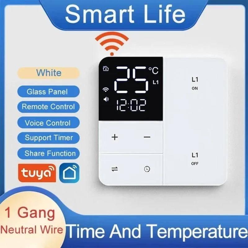1/2/3 Gang Wall Light Button Switch Timing Remote Control Switch Smart WiFi Switch With Temperature Time Display Function