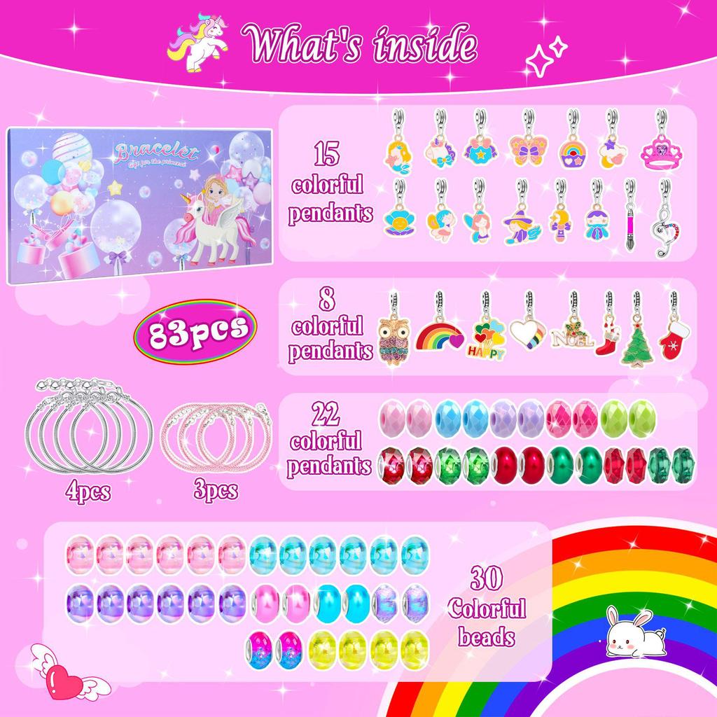 Crystal Beaded DIY Cartoon Christmas Alloy Bracelet Set for Girls - Handmade Jewelry Gift for Women