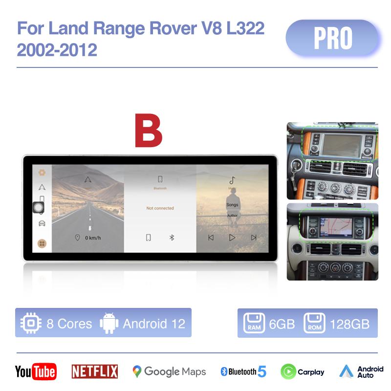 Car Multimedia Video Player 12.3" For Land Rover Range Rover Vogue V8 L322 2002-2012 GPS Navigation Android12 8+256G CarPlay 4G