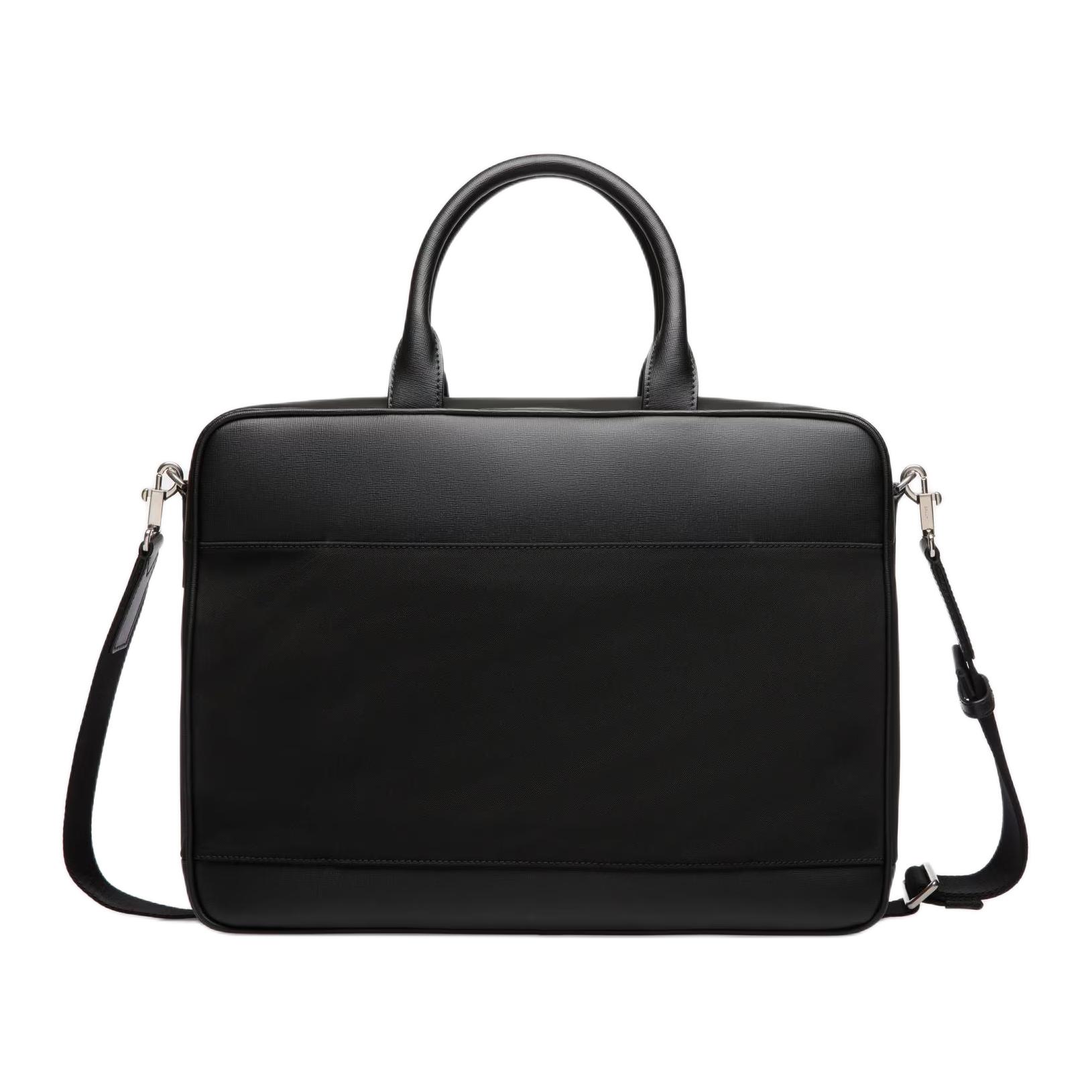 

Bally Letter Logo Zipper Detachable Adjustable Shoulder Strap Nylon Briefcase Shoulder Crossbody Tote Bag Men Bags Black 6310398 Basic Set (Bag+Dust Bag)