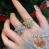 Sparkling Snowflake Ring Light Luxury Zircon Finger Ring Rotatable Snowflower Ring  Wedding