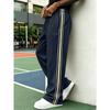 American sticker black and white strip casual trousers men's solid color street fitness running sports trousers straight sweatpants