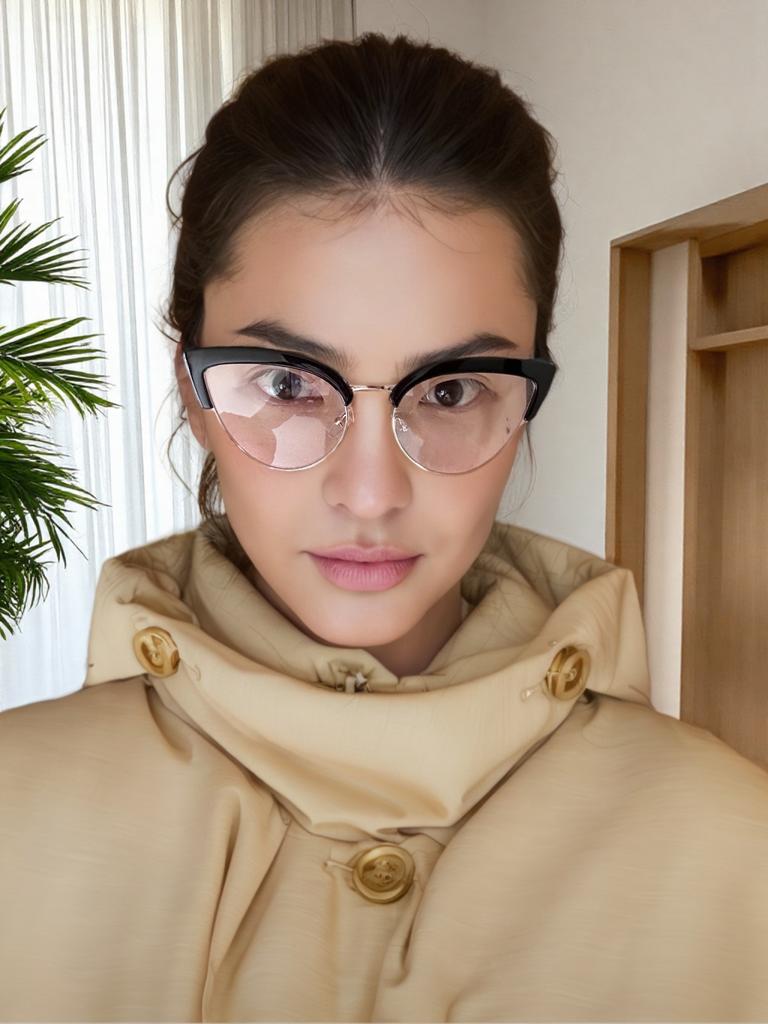 Neue Vintage Cat-Eye-Brillenfassung Neue Stilvolle Halmetallrand Damenbrille Trendiges Markendesign Nicht-verschreibungspflichtige Brille