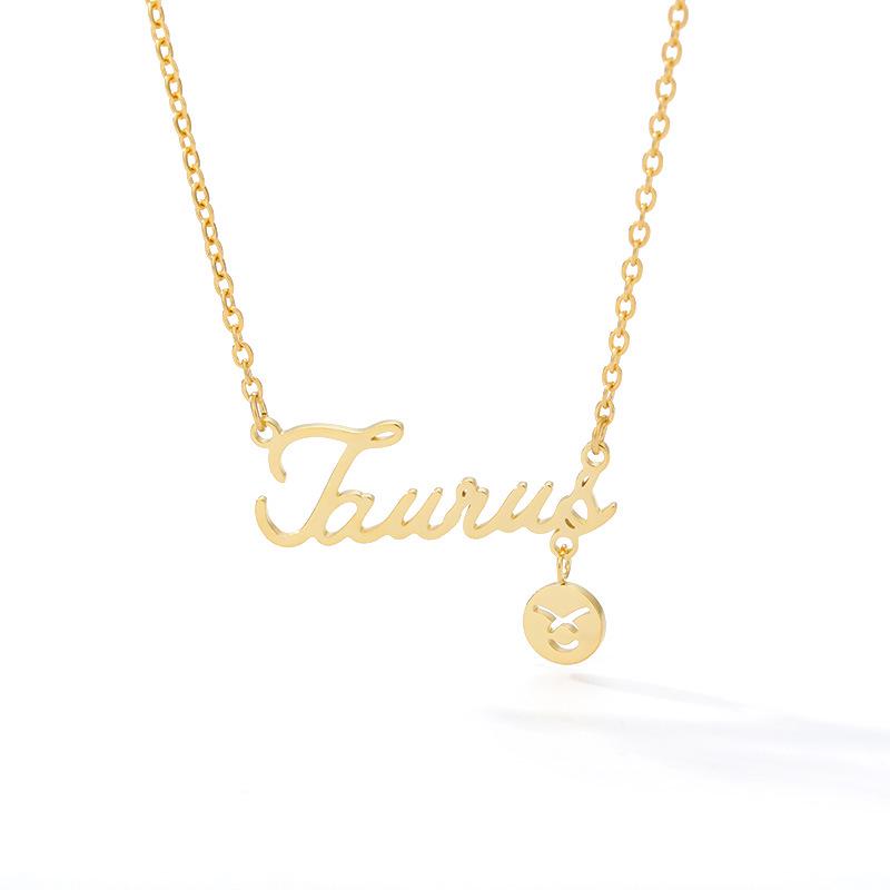 Twelve Constellations Gold Stainless Steel Necklace - Zodiac Pendant