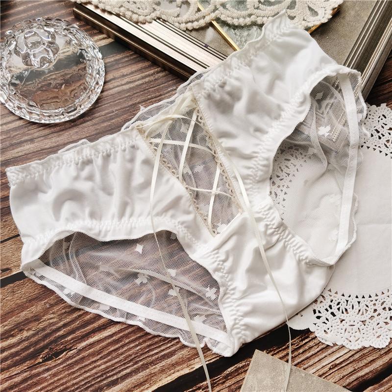 

Нижнее белье на шнуровке, сексуальные соблазнительные трусы из ледяного шелка в стиле ретро, ​​женские трусики с марлевой посадкой и низкой талией One Size