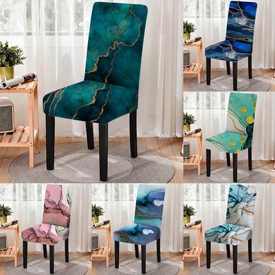 Marble Pattern Anti -Dirty All Inclusive Dining Chair Cover Household Dust -Proof Kitchen Stools For Banquet Restaurant Room Decor