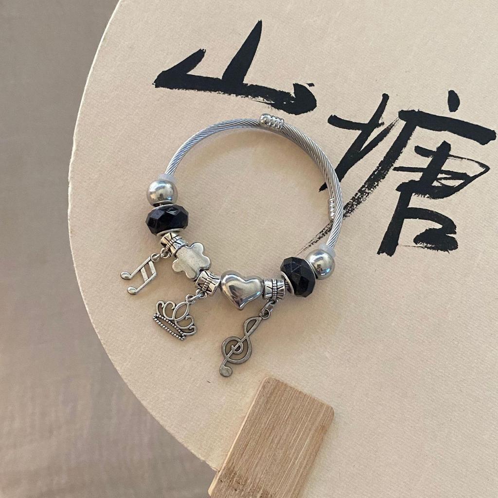 Panjia Dora Women's Stainless Steel Beaded Bracelet - European American Versatile Luxury Jewelry