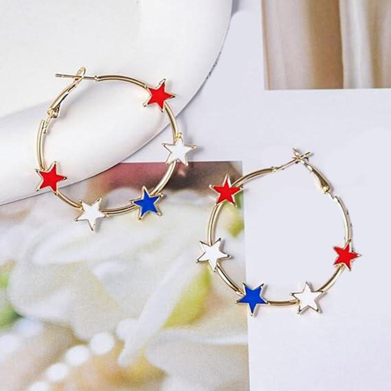 Stylish Five Point Star Ear Hoops Comfortable Alloy Jewelry for Sensitive Skin Portable