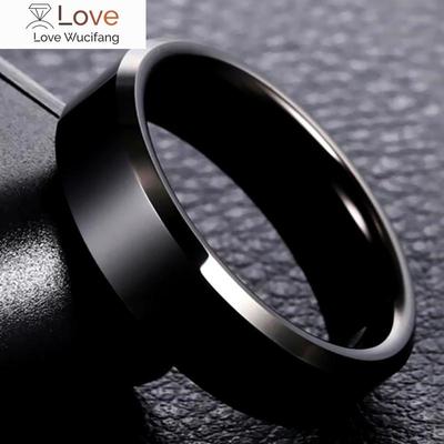 Juchao Fashion Ring Men Women Titanium Steel Black Jewelry