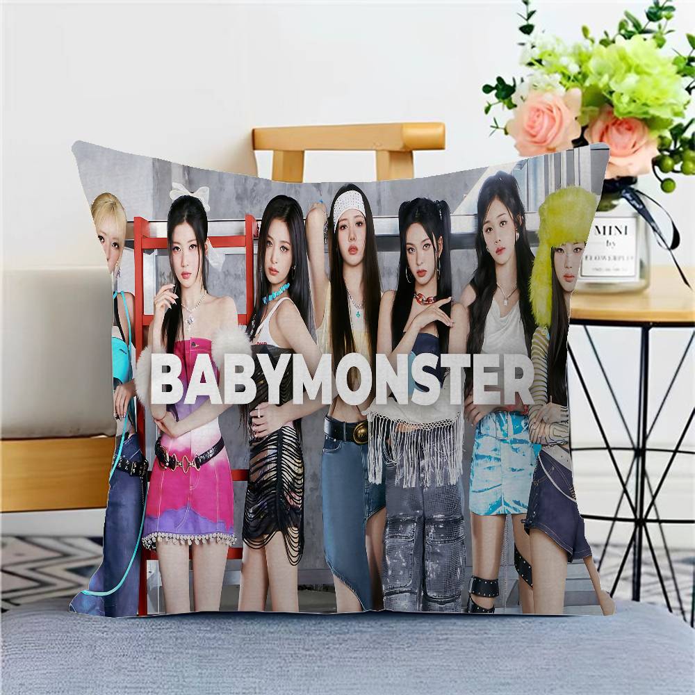 Korean Girl Group B-Babymonster Pillow Anime Pillow Sofa Bed Head Pillow Cover Cushion Cover 45x45 Cm Fashion