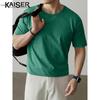 KAISER Men's Distressed Solid Cotton Crew Neck T-Shirt