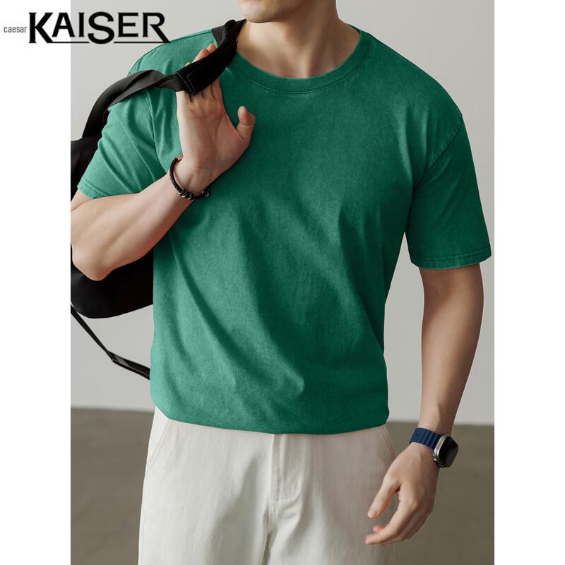 

KAISER Men s Distressed Solid Cotton Crew Neck T-Shirt L