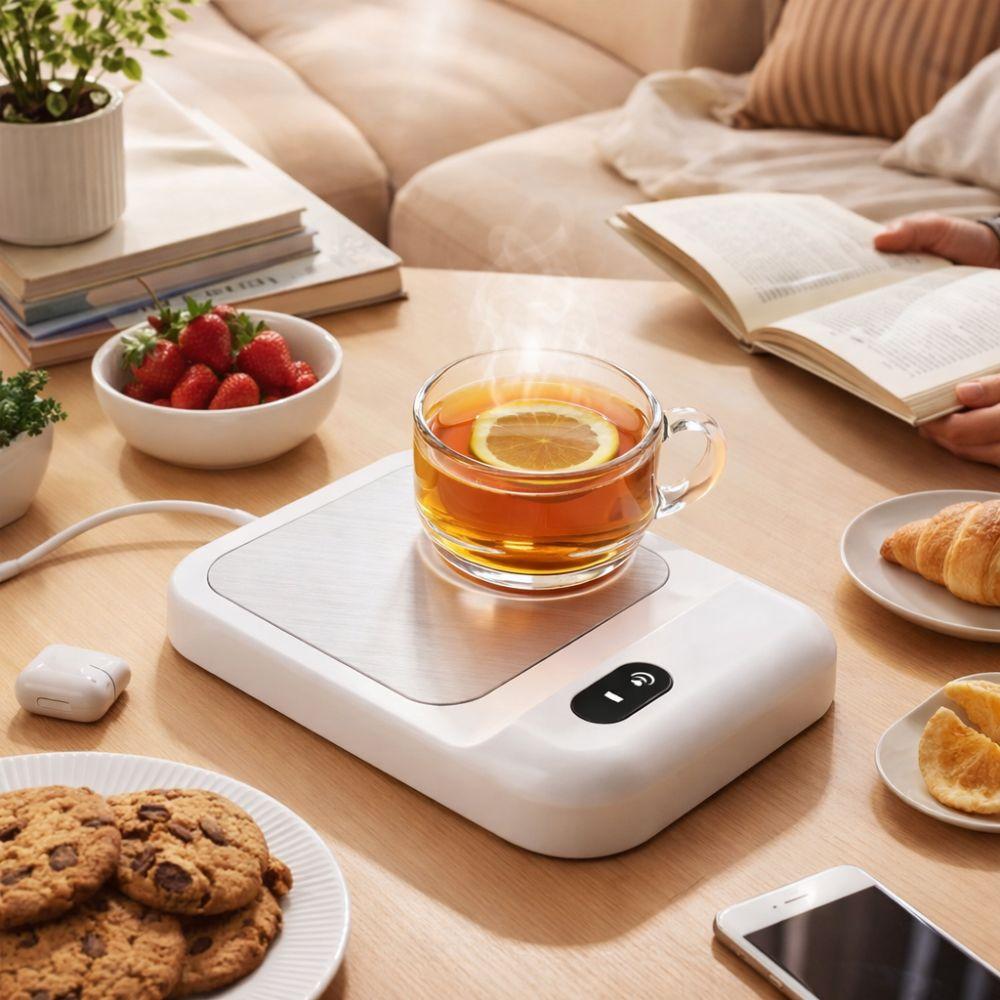Intelligent Electric Cup Warmer Energy Saving Anti-slip Base Coffee Mug Warmer Low Noise Rapid Warming Heating Coaster