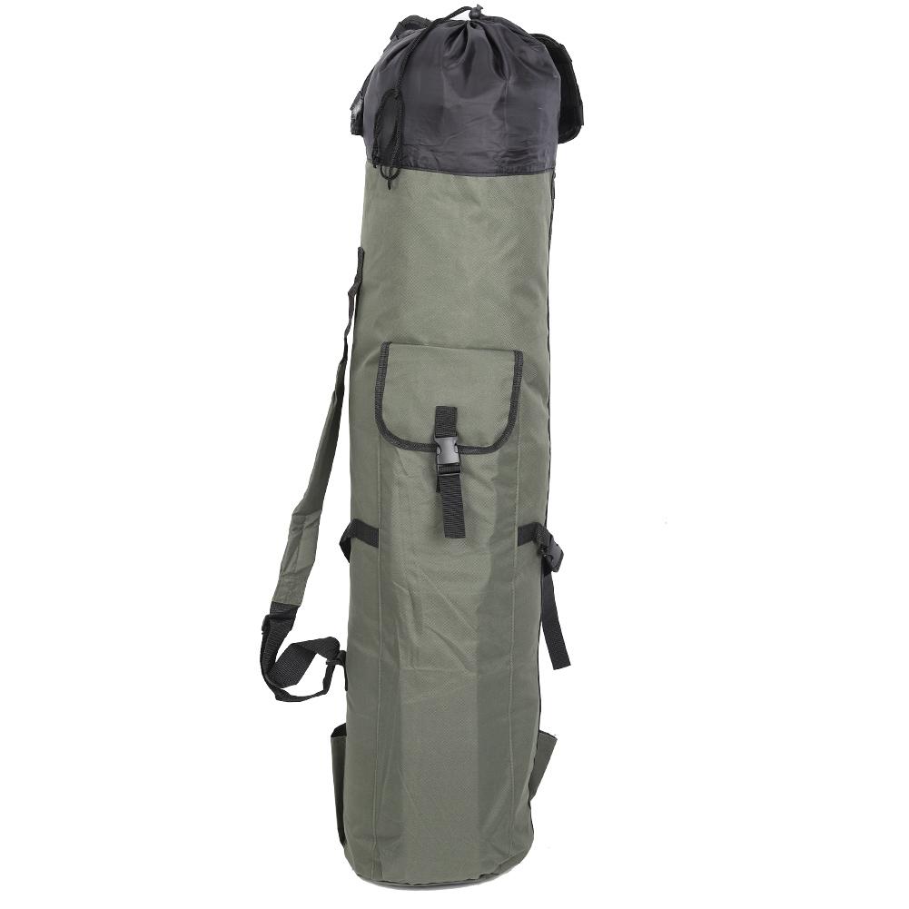 Large Capacity Nylon Fishing Rod Bag Fish Stick Reel Case Carrier Holder Storage Tackle Pouch Accessory(greenblack )