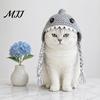 Cute Knitted Pet Cap Funny Shark Cat Hat, Crocheted Hat with Braided Soft Yarn Accessories Straps, for Cats Small Dogs Lightweight Puppy