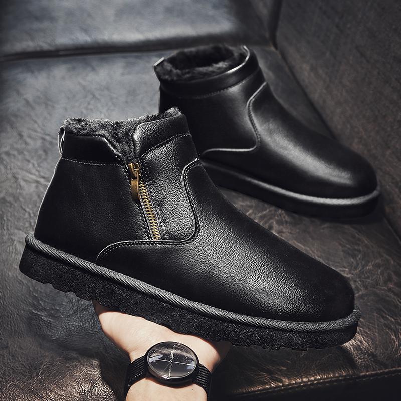 

Зима 2024 Новая Мужская Мода Теплый Меховой Внутренник Высокие Хлопковые Ботинки Снегоступы Удобные Повседневные Ботинки на Платформе 44 чёрный