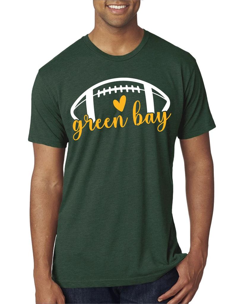 Fan Of City of Green Bay Football Yellow Heart Men Tri Blend T- Shirt