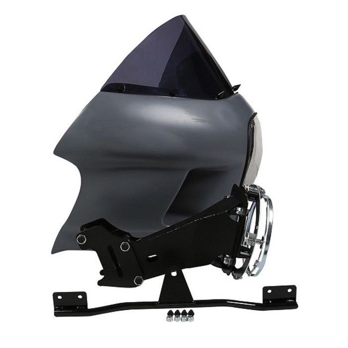 Carénage avant - Harley-Davidson Dyna 2006-2017 - Pare-brise teinté - Support phare 7" - Cache phare non peint