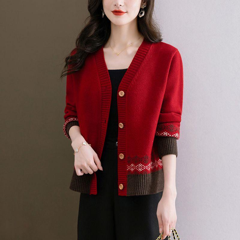 

Женская осенне-зимняя водолазка с длинным рукавом, кардиган, свитер, трикотажные пальто, модные повседневные топы 3XL красный