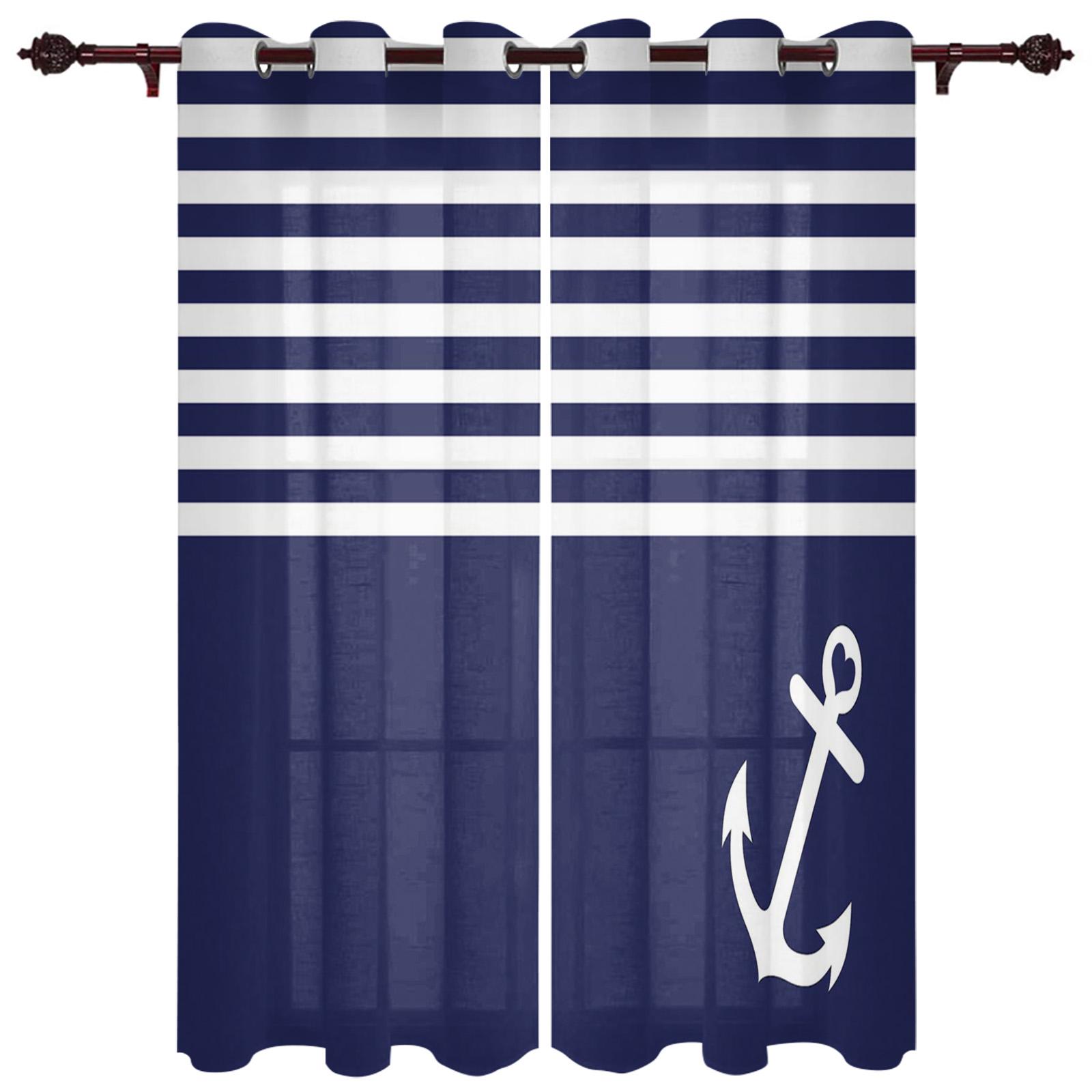 Главная Шторы Синий Якорь Лодка Рыба Спальня Кухня Шторы Гостиная Украшения Элементы — фото 14