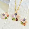 Five-Petaled Flower Necklace Retro Ethnic Style Versatile Women'S Collarbone Chain Inlaid With Colorful Zircon Exquisite Pendant