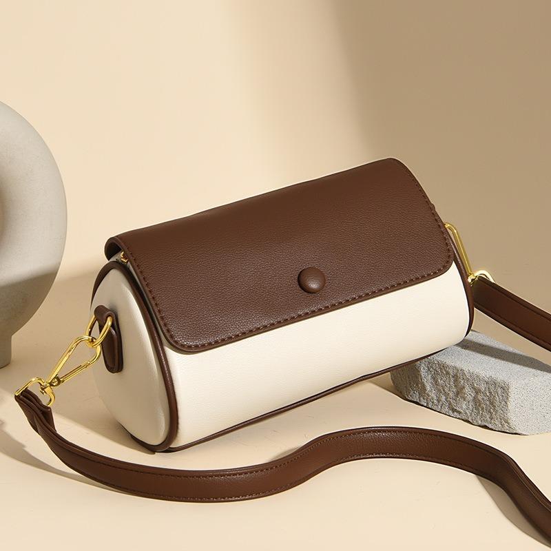 

Модна жіноча сумка на плече в стилі ретро зі зрощенням із захистом від крадіжок, невелика кругла сумка-подушка з поліуретану Модна розширена сумка на плечовому ремені Бостонська сумка жіноча багетна сумка коричневий